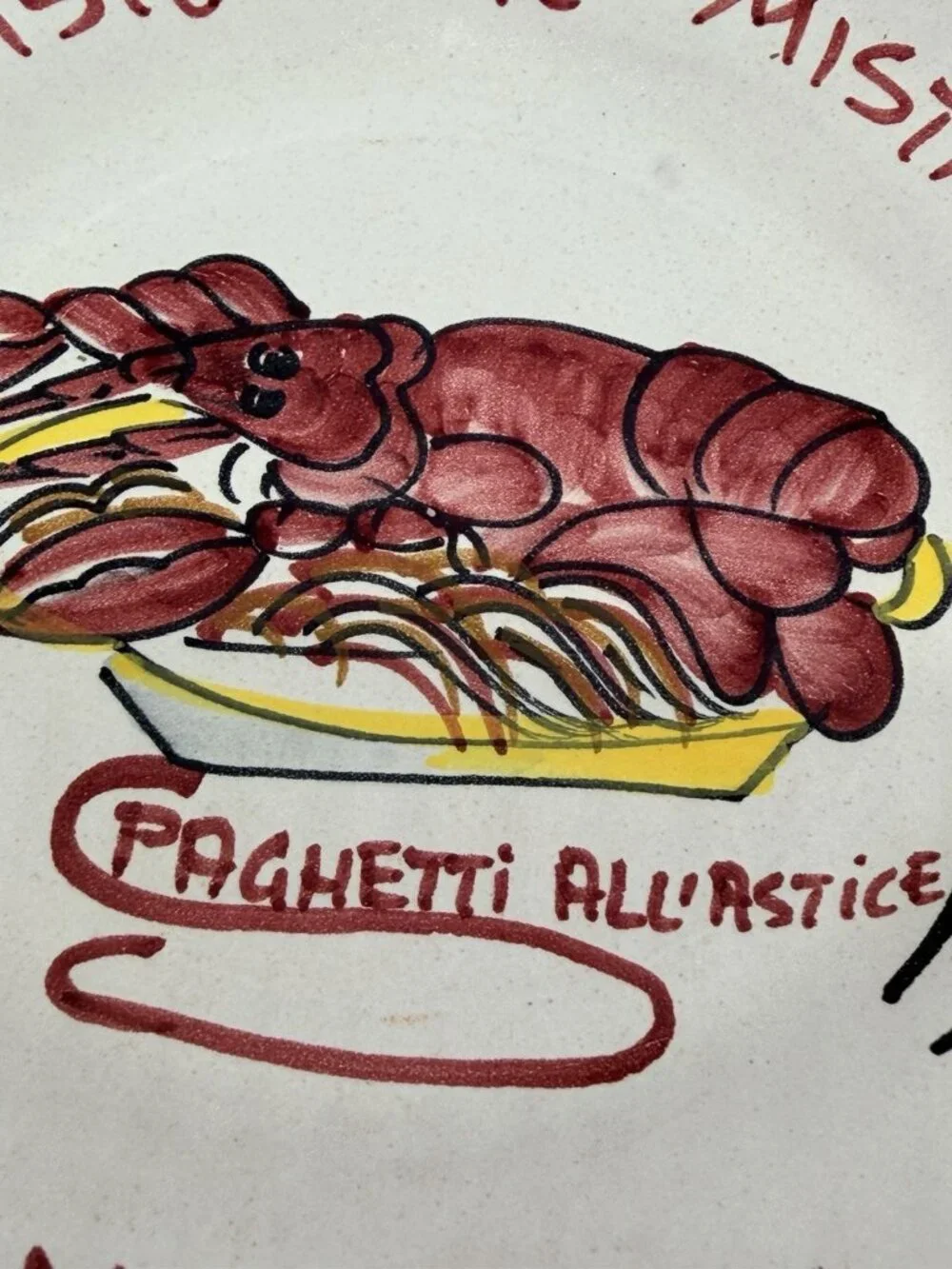 Vietri Sul Mare Ceramics Solimene Buon Ricordo Hong Kong Lobster Spaghetti Plate